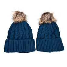 2Pcs Mother Kids Child Baby Warm Knit Beanie Pom Hat Crochet Ski Cap 6 Colors EF8