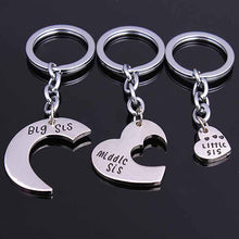 3pc Family Charm Keyring Big Middle Little Sis Sister Heart Keychains Women Girl Friends  EF8