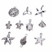 40Pcs Bulk Tibetan Style Alloy Pendants Conch shells Sea Star anchor Mix Pendants Charms DIY Jewelry EF8