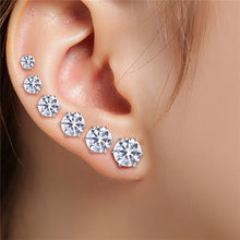 6 Pair 3-8MM Fshion Punk Cubic Ear Studs Stainless Steel Round Small White Black Stud Earrings Jewelry For Cool Women Men EF8