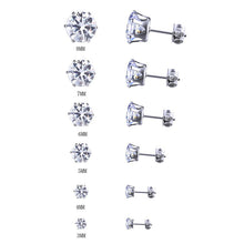 6 Pair 3-8MM Fshion Punk Cubic Ear Studs Stainless Steel Round Small White Black Stud Earrings Jewelry For Cool Women Men EF8