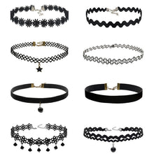 8Pcs Sexy Gothic Punk Collar Necklace Velvet Tattoo Lace Choker With Star Pendant Jewelery For Women EF8