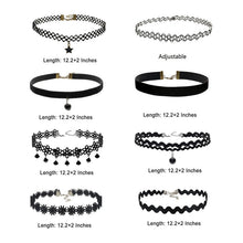 8Pcs Sexy Gothic Punk Collar Necklace Velvet Tattoo Lace Choker With Star Pendant Jewelery For Women EF8