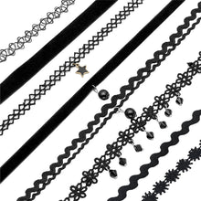 8Pcs Sexy Gothic Punk Collar Necklace Velvet Tattoo Lace Choker With Star Pendant Jewelery For Women EF8