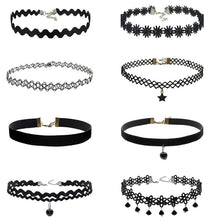 8Pcs Sexy Gothic Punk Collar Necklace Velvet Tattoo Lace Choker With Star Pendant Jewelery For Women EF8