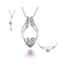 Angle Wing Heart Pendant Necklace Rhinestone Crystal Necklace Women Jewelry 2 Color EF8