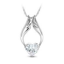 Angle Wing Heart Pendant Necklace Rhinestone Crystal Necklace Women Jewelry 2 Color EF8