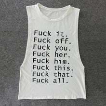 Cool Women Letter T-Shirt White Printing Sleeveless Sweatshirt O-Neck Femme Vogue T-Shirt EF8