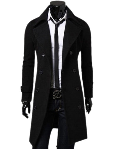 Fashion Warm Men Trench Double Breasted Overcoat Long Jackets Outwear Top EF8