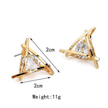 High-end Elegant Stud Earrings Sliver Gold Triangle Earrings For Women Jewelry Gifts  EF8