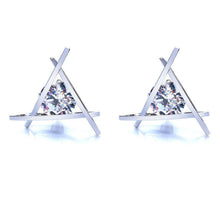 High-end Elegant Stud Earrings Sliver Gold Triangle Earrings For Women Jewelry Gifts  EF8