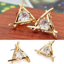 High-end Elegant Stud Earrings Sliver Gold Triangle Earrings For Women Jewelry Gifts  EF8