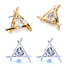 High-end Elegant Stud Earrings Sliver Gold Triangle Earrings For Women Jewelry Gifts  EF8