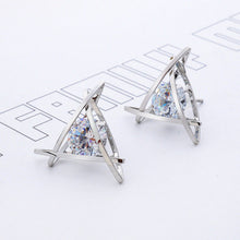 High-end Elegant Stud Earrings Sliver Gold Triangle Earrings For Women Jewelry Gifts  EF8