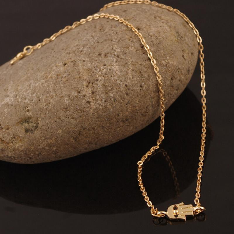 Gold  Silver Hamsa H  of Fatima Choker Necklace For Women Sweater Chain Pendant Jewelry Style EF8