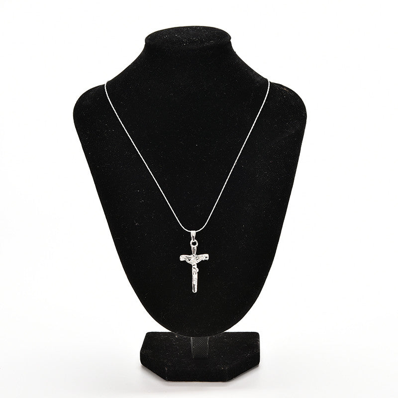 Necklace Jewelry Christ Cross Silver P Jesus Crucifix Sword Pendant Necklace S EF8