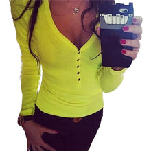 Fashion Plus Size V Neck Women Shirt Punk Long Sleeve Cropped Sexy Top Tees Women Camisetas Femininas EF8