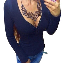Fashion Plus Size V Neck Women Shirt Punk Long Sleeve Cropped Sexy Top Tees Women Camisetas Femininas EF8