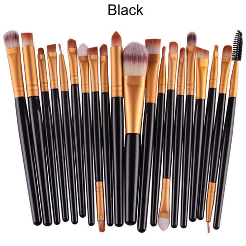 20pc Silver Synthetic Kabuki Makeup Brush Set Cosmetics Foundation Blending Blush Makeup Tool EF8