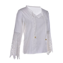 Autum Women chiffon Lace shirt Long sleeve Patchwork blusas tshirt Plus size women white tops EF8