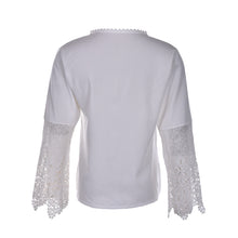 Autum Women chiffon Lace shirt Long sleeve Patchwork blusas tshirt Plus size women white tops EF8