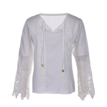 Autum Women chiffon Lace shirt Long sleeve Patchwork blusas tshirt Plus size women white tops EF8