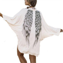 Back Angel Wings Print Womens Cardigan European Loose Batwing Sleeve Coat Jacket Casual Femininas Sweater EF8
