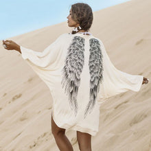 Back Angel Wings Print Womens Cardigan European Loose Batwing Sleeve Coat Jacket Casual Femininas Sweater EF8