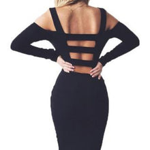 Dress Women Long Sleeve Backless Sexy Party Dresses Black B age Bodycon Dress EF8