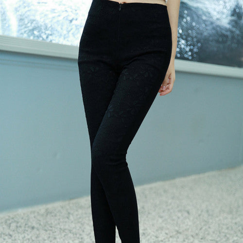 Lace Women Skinny Slim Stretch High Waist Leggings Trousers Pencil Pants white black EF8