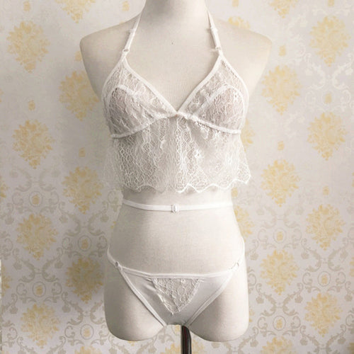 B age Sexy Wear Set Solid Underwear Retro Push Up Sexy Lace Halter Swimsuit B eau Bathing Suit White Sleepwear EF8