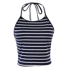 Black Stripe Sleeveless Halter neck tank top women Top Vest Bustier Bra Women top cropped for women Sexy Women Top EF8