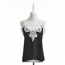 Blusas Femininas Plus Size Patchwork Shirts Women Lace Blouses Sexy Chiffon Blouse Spagetti Strap Vest Crop Tops White Black EF8