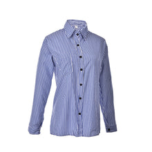 Casual Loose Long Sleeve Tops Street Femme Blusas Cotton Tops White   Blue Women Striped Shirts EF8