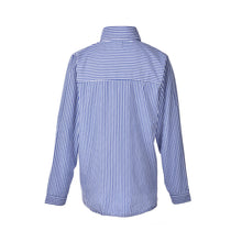 Casual Loose Long Sleeve Tops Street Femme Blusas Cotton Tops White   Blue Women Striped Shirts EF8