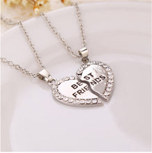 Charming Splice Heart Pendant Best Friend Letter Necklace Women Gifts Pick Jewelry Sliver Gold Color  EF8