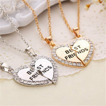 Charming Splice Heart Pendant Best Friend Letter Necklace Women Gifts Pick Jewelry Sliver Gold Color  EF8