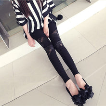 Charming Warm Lace Leggings Skinny Stretch Pants for Triangular Lace PU Leather Leggings EF8