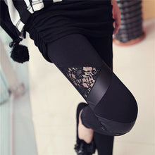 Charming Warm Lace Leggings Skinny Stretch Pants for Triangular Lace PU Leather Leggings EF8