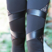 Charming Warm Lace Leggings Skinny Stretch Pants for Triangular Lace PU Leather Leggings EF8