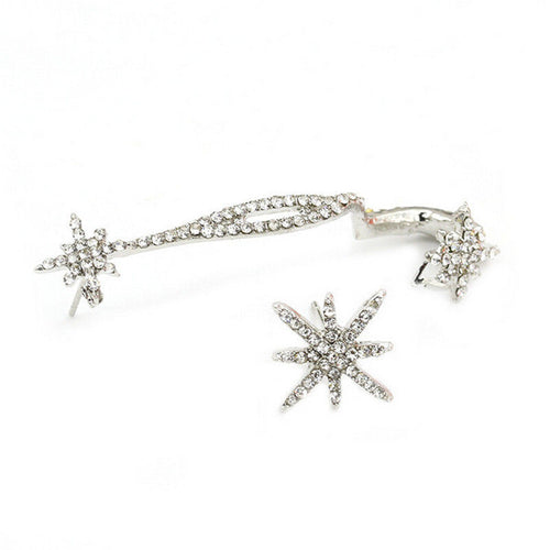 Classic Rhinestone Star Ear Cuff Trendy Personality Luxury Clip Earrings For Women Jewelry  EF8