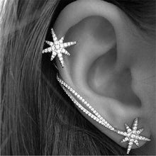 Classic Rhinestone Star Ear Cuff Trendy Personality Luxury Clip Earrings For Women Jewelry  EF8