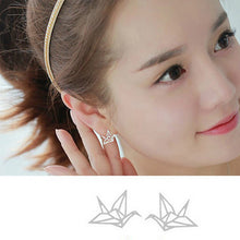 Cute Origami Crane Stud Earrings Lovely Hollowed Ear Studs Chic Birds Earrings Korean Pendientes Women Jewelry EF8