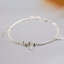 Double Chain Leaf Anklet Women Chain Ankle Bracelet Foot Jewelry for women lady's Barefoot Beach Gift EF8