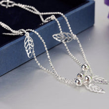 Double Chain Leaf Anklet Women Chain Ankle Bracelet Foot Jewelry for women lady's Barefoot Beach Gift EF8
