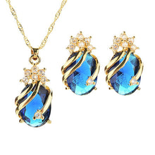 Drop Pendent Necklace Woman Gold Plated Crystal Necklaces 1 Necklace 2 Earrings 5 Color EF8