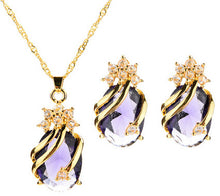 Drop Pendent Necklace Woman Gold Plated Crystal Necklaces 1 Necklace 2 Earrings 5 Color EF8