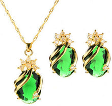 Drop Pendent Necklace Woman Gold Plated Crystal Necklaces 1 Necklace 2 Earrings 5 Color EF8