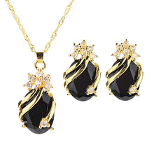 Drop Pendent Necklace Woman Gold Plated Crystal Necklaces 1 Necklace 2 Earrings 5 Color EF8