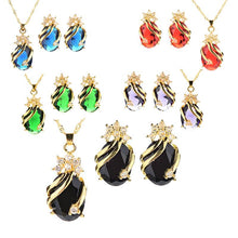 Drop Pendent Necklace Woman Gold Plated Crystal Necklaces 1 Necklace 2 Earrings 5 Color EF8